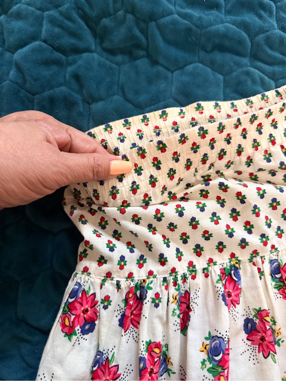 Liz Sports Claiborne Medium M 80’s Vintage White Floral Tiered Circle Skirt - Picture 5 of 7